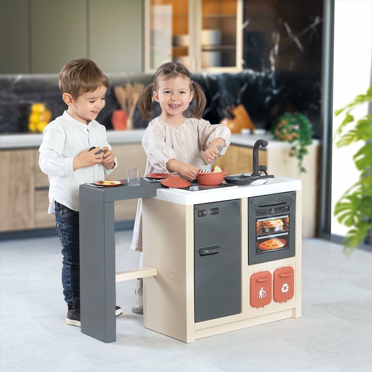Bucătărie de Joacă Smoby, Cuptor și Aragaz, Echipată Complet - Jucarii si jocuri, Imitații de jocuri