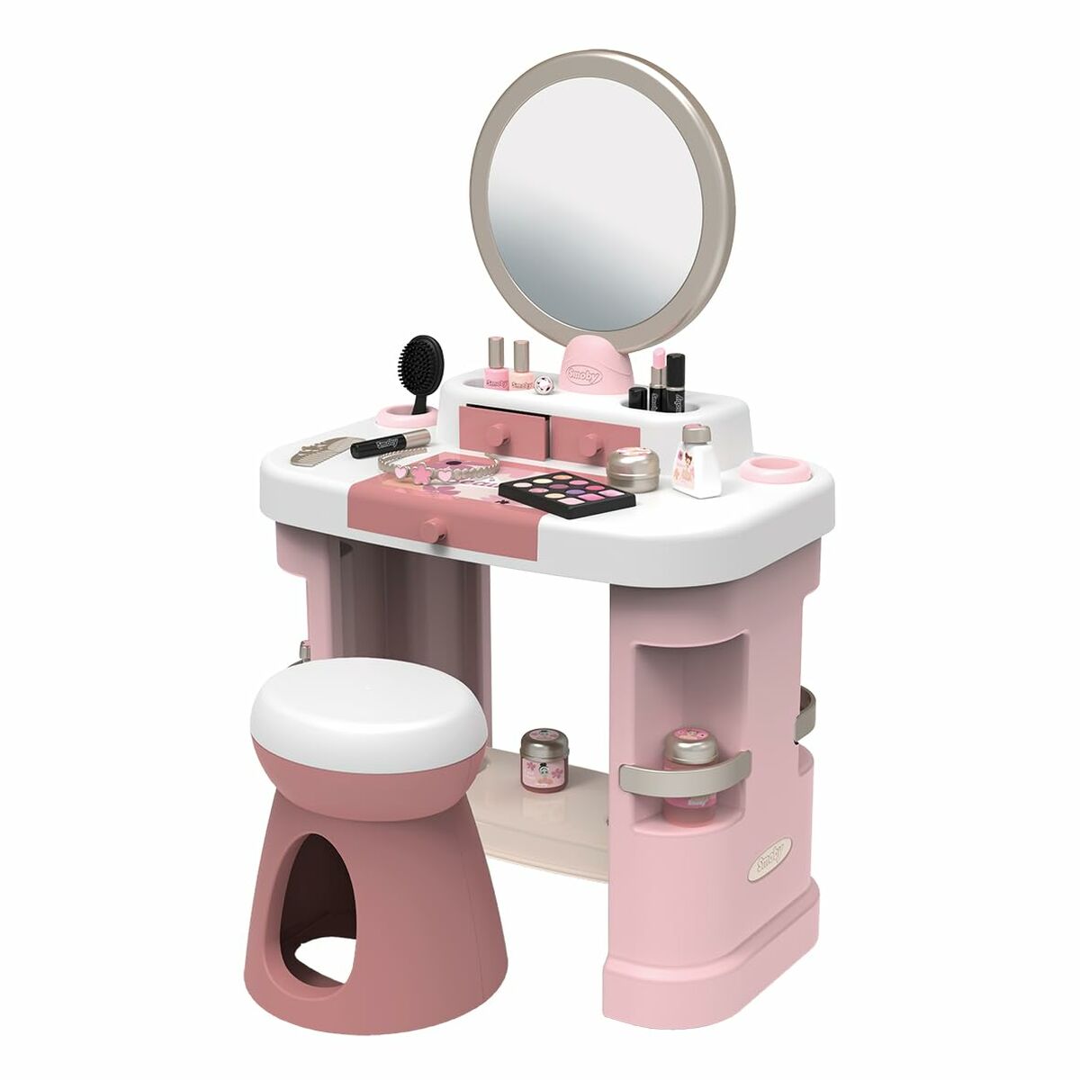 Măsuță de Machiaj Copii Smoby cu Oglindă și Taburet, Set Machiaj 15 Accesorii - Jucarii si jocuri, Imitații de jocuri