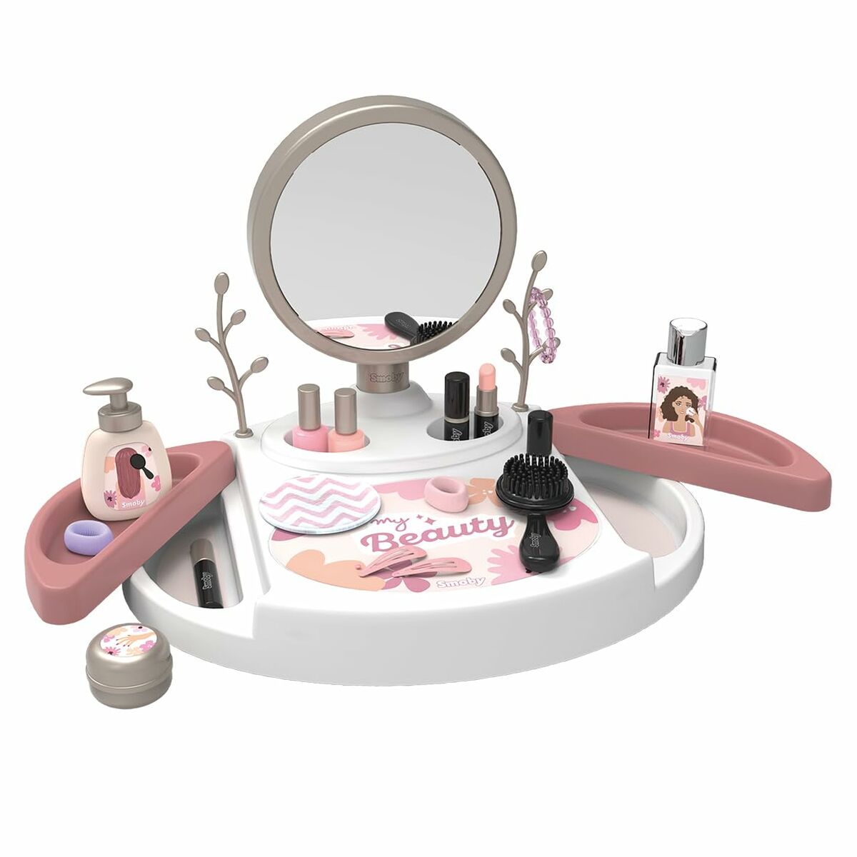 Set de Frumusețe Smoby My Beauty cu Oglindă Rotativă, 15 Accesorii, 57% Reciclat, 3+ Ani - Jucarii si jocuri, Imitații de jocuri