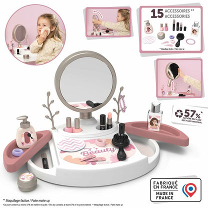 Set de Frumusețe Smoby My Beauty cu Oglindă Rotativă, 15 Accesorii, 57% Reciclat, 3+ Ani - Jucarii si jocuri, Imitații de jocuri