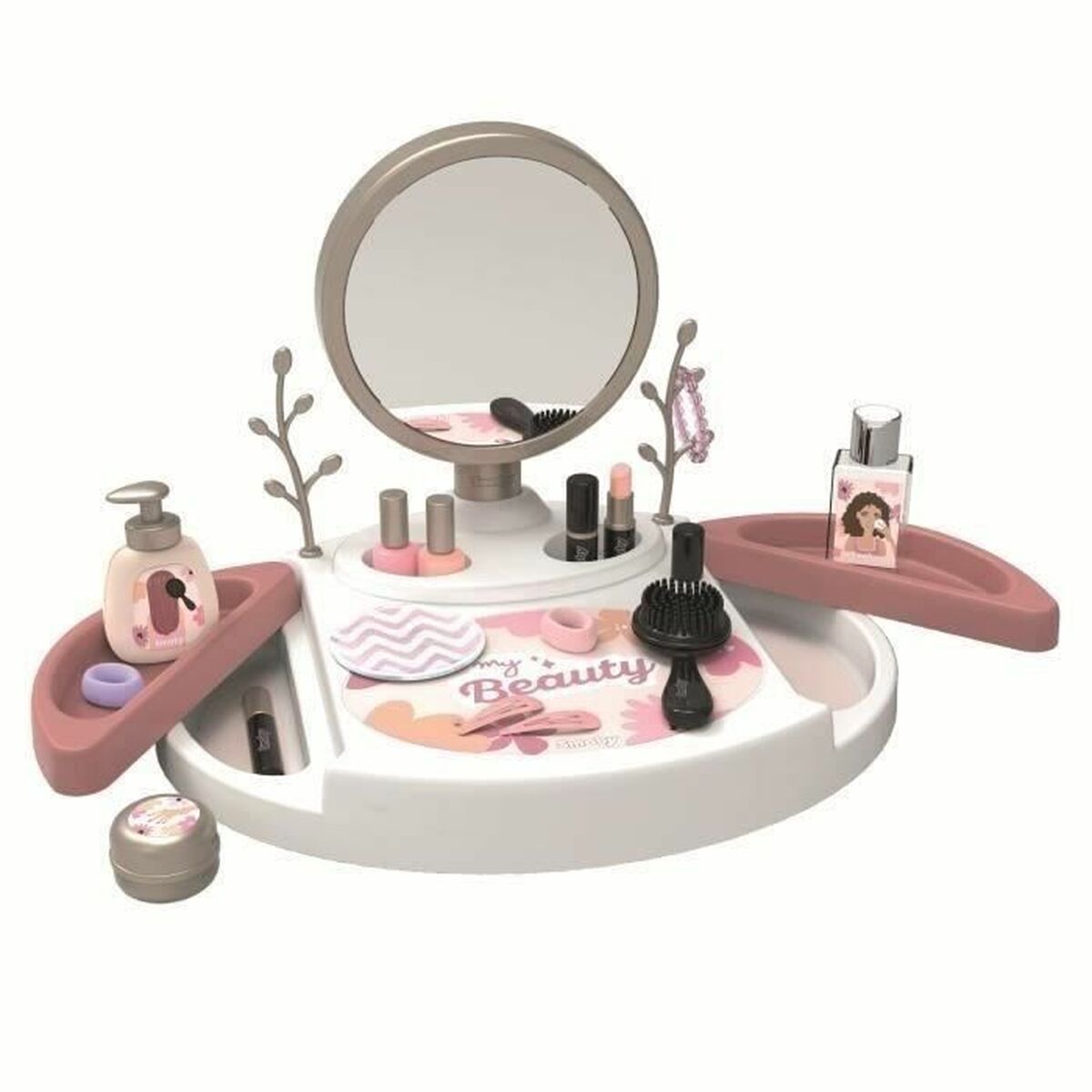 Set de Frumusețe Smoby My Beauty cu Oglindă Rotativă, 15 Accesorii, 57% Reciclat, 3+ Ani - Jucarii si jocuri, Imitații de jocuri