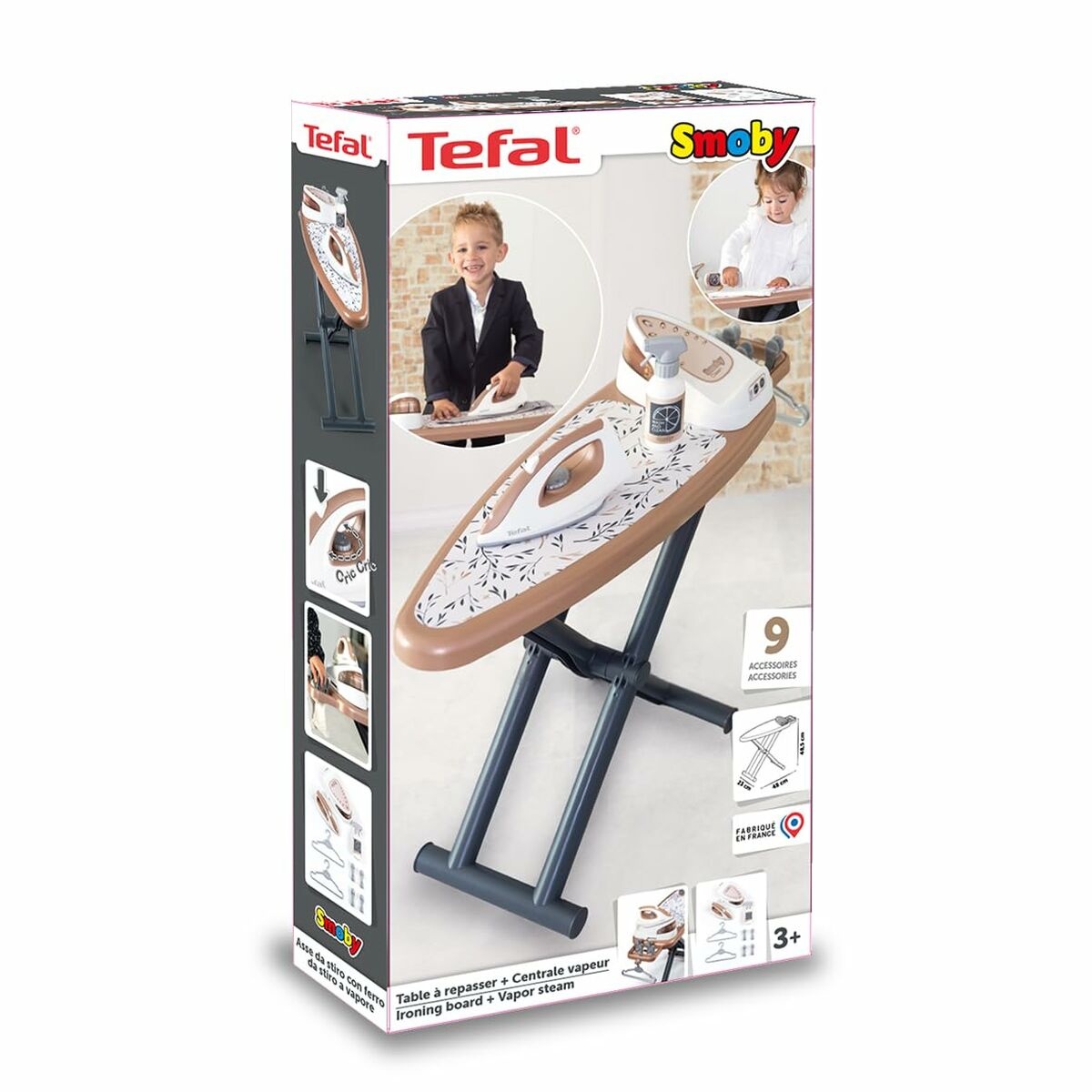 Măsuță de Călcat Smoby Tefal cu Fier de Călcat Electronic, 9 Accesorii, Pliabilă, 3+ Ani - Jucarii si jocuri, Imitații de jocuri