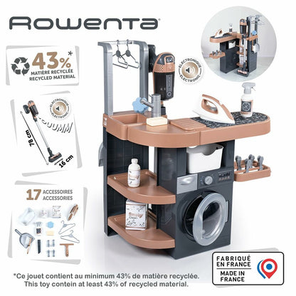 Set de Curățenie Smoby Rowenta, Mașină de Spălat & Aspirator Electronic, 78 cm, 17 Accesorii, 43% Material Reciclat - Jucarii si jocuri, Imitații de jocuri