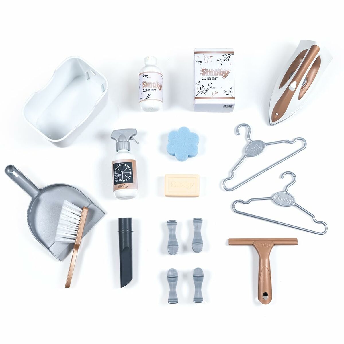 Set de Curățenie Smoby Rowenta, Mașină de Spălat & Aspirator Electronic, 78 cm, 17 Accesorii, 43% Material Reciclat - Jucarii si jocuri, Imitații de jocuri