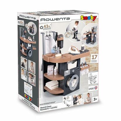 Set de Curățenie Smoby Rowenta, Mașină de Spălat & Aspirator Electronic, 78 cm, 17 Accesorii, 43% Material Reciclat - Jucarii si jocuri, Imitații de jocuri