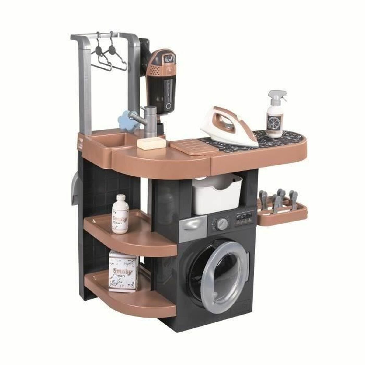 Set de Curățenie Smoby Rowenta, Mașină de Spălat & Aspirator Electronic, 78 cm, 17 Accesorii, 43% Material Reciclat - Jucarii si jocuri, Imitații de jocuri