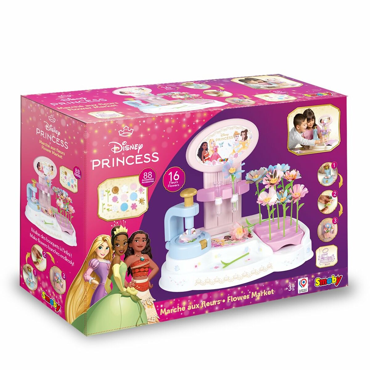Atelier/Târg de Flori Smoby Disney Princess, Kit de Creație Buchete, 88 Accesorii, 3+ Ani - Jucarii si jocuri, Imitații de jocuri