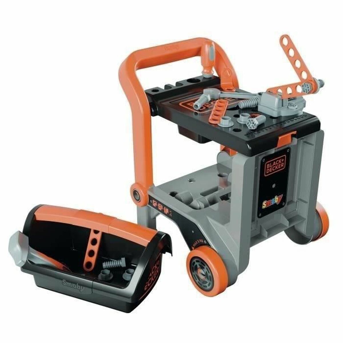 Atelier Mobil Black+Decker Smoby 3-în-1, Cărucior de Scule și Banc de Lucru - Jucarii si jocuri, Imitații de jocuri