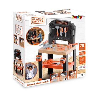 Atelier/Banc de Lucru Smoby Black+Decker, Menghină Funcțională, 36 Accesorii, - Jucarii si jocuri, Imitații de jocuri