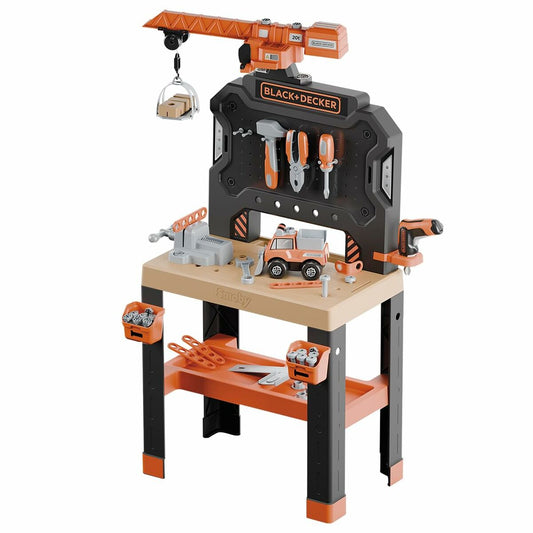Atelier/Bancă de Lucru Smoby Black+Decker cu Macara, Set de Scule 95 Piese - Jucarii si jocuri, Imitații de jocuri