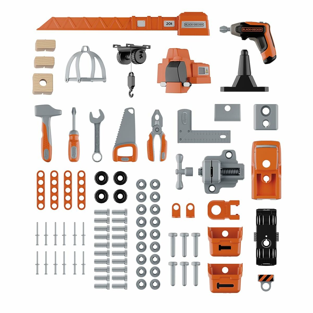 Atelier/Bancă de Lucru Smoby Black+Decker cu Macara, Set de Scule 95 Piese - Jucarii si jocuri, Imitații de jocuri