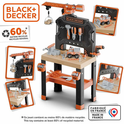 Atelier/Bancă de Lucru Smoby Black+Decker cu Macara, Set de Scule 95 Piese - Jucarii si jocuri, Imitații de jocuri