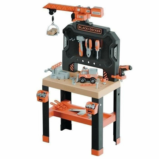 Atelier/Bancă de Lucru Smoby Black+Decker cu Macara, Set de Scule 95 Piese - Jucarii si jocuri, Imitații de jocuri