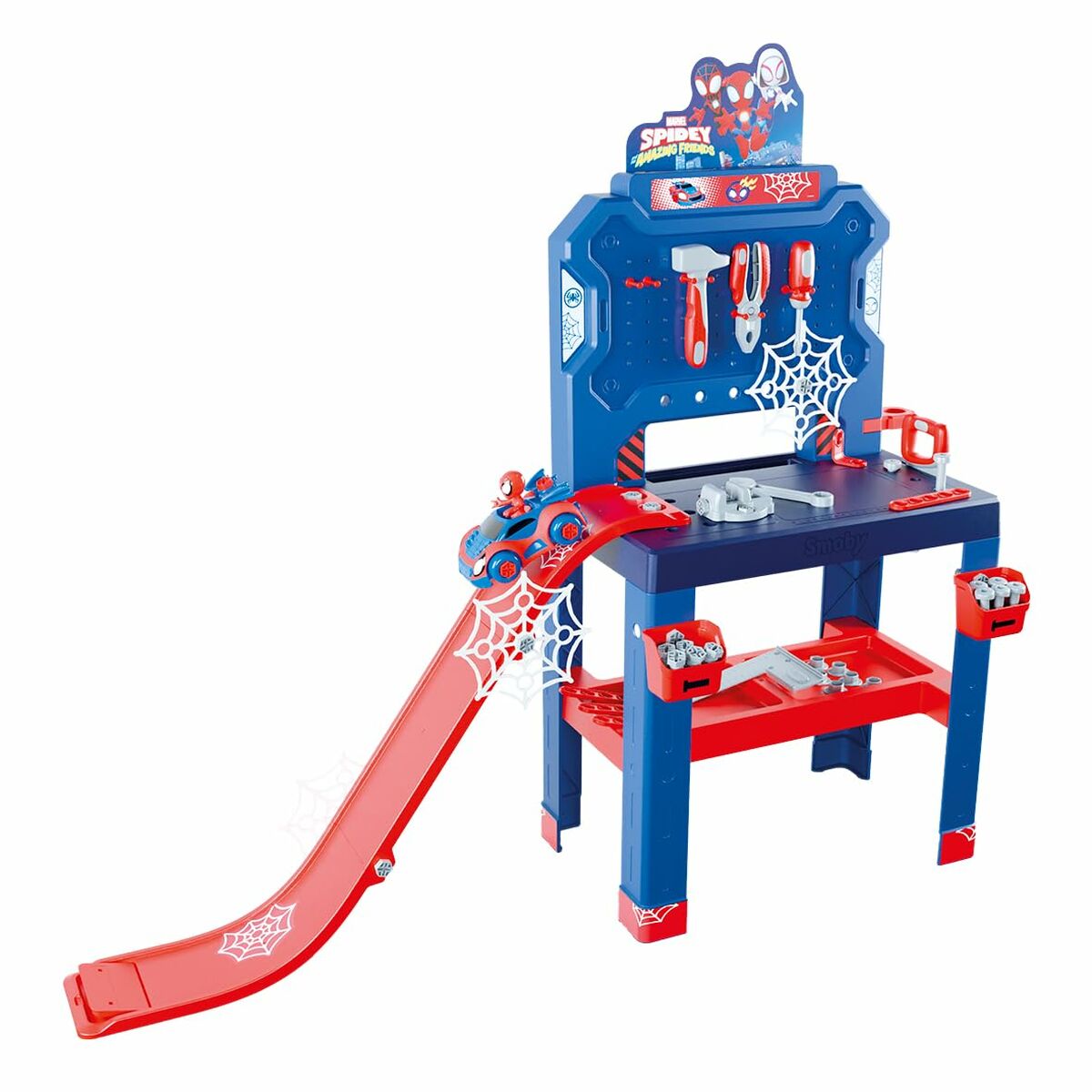 Atelier/Bancă de Lucru Smoby Marvel Spidey and His Amazing Friends, 94 Accesorii, Mașină de Construit, 3+ Ani - Jucarii si jocuri, Imitații de jocuri