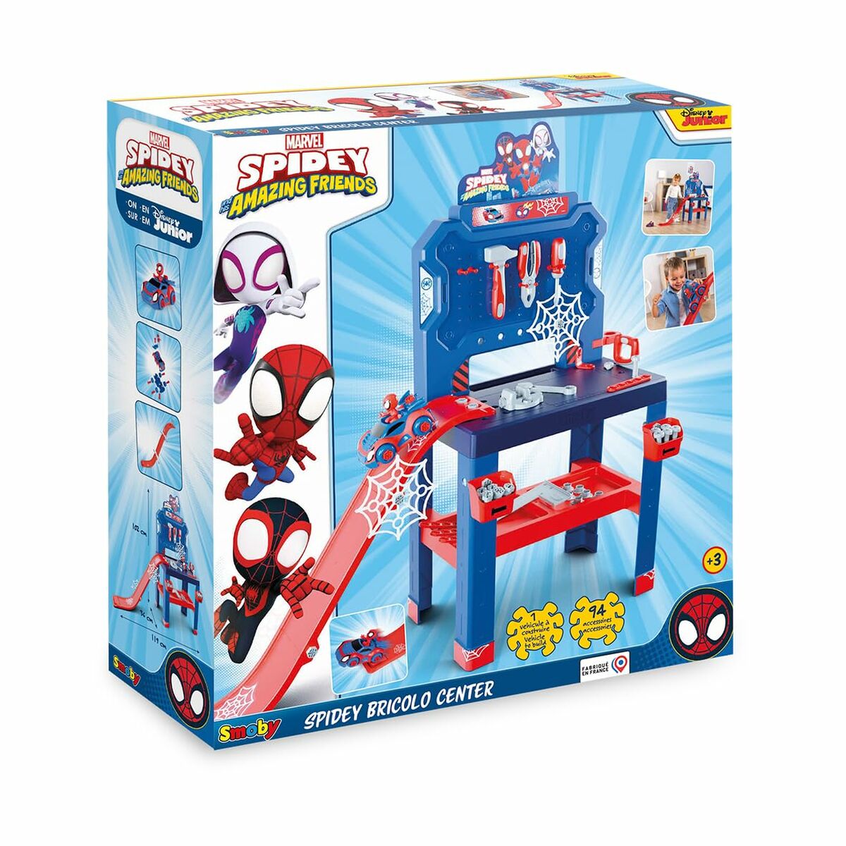 Atelier/Bancă de Lucru Smoby Marvel Spidey and His Amazing Friends, 94 Accesorii, Mașină de Construit, 3+ Ani - Jucarii si jocuri, Imitații de jocuri