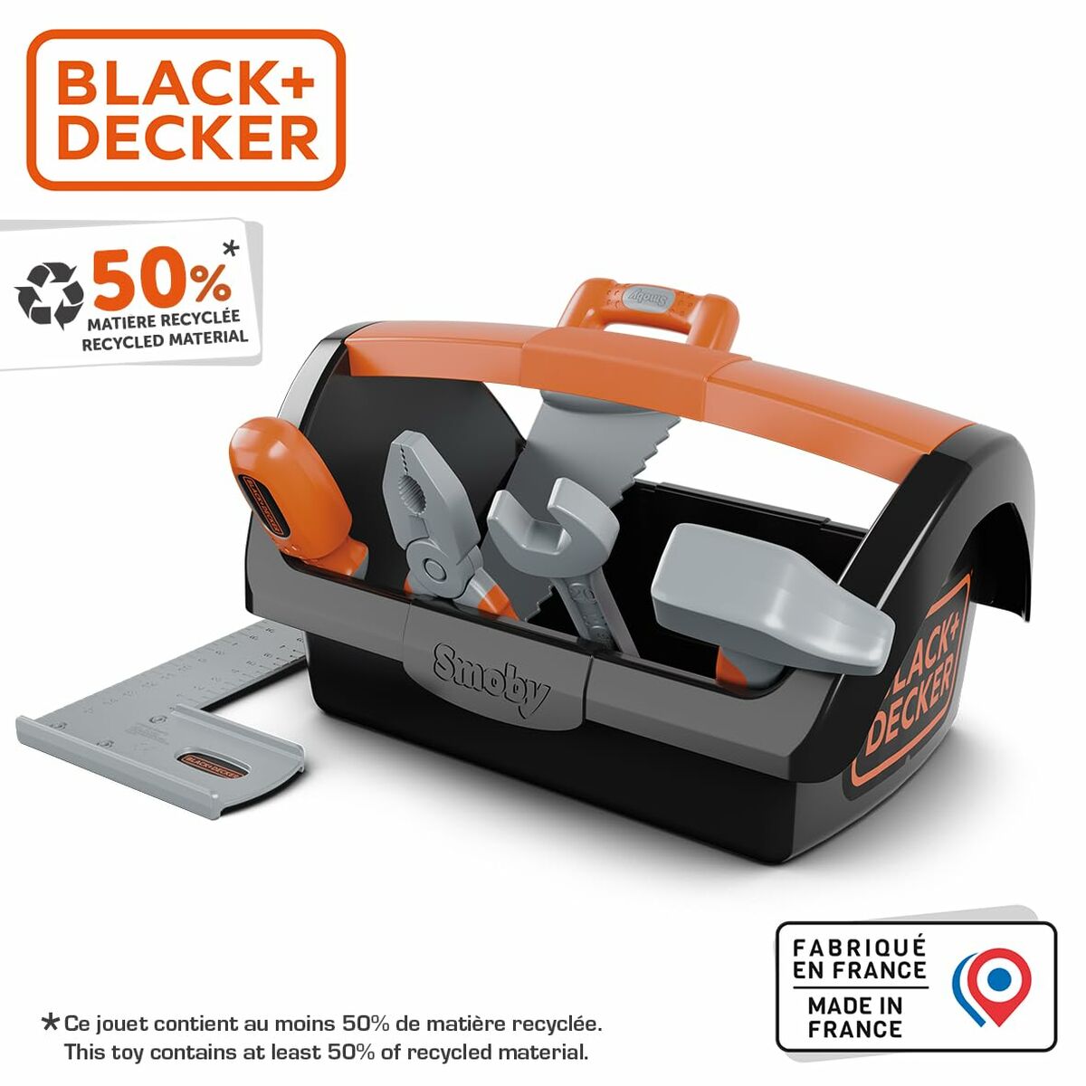 Trusă/Cutie de Scule Smoby Black+Decker, Unelte Portabile, 50% Material Reciclat, 3+ Ani - Jucarii si jocuri, Imitații de jocuri