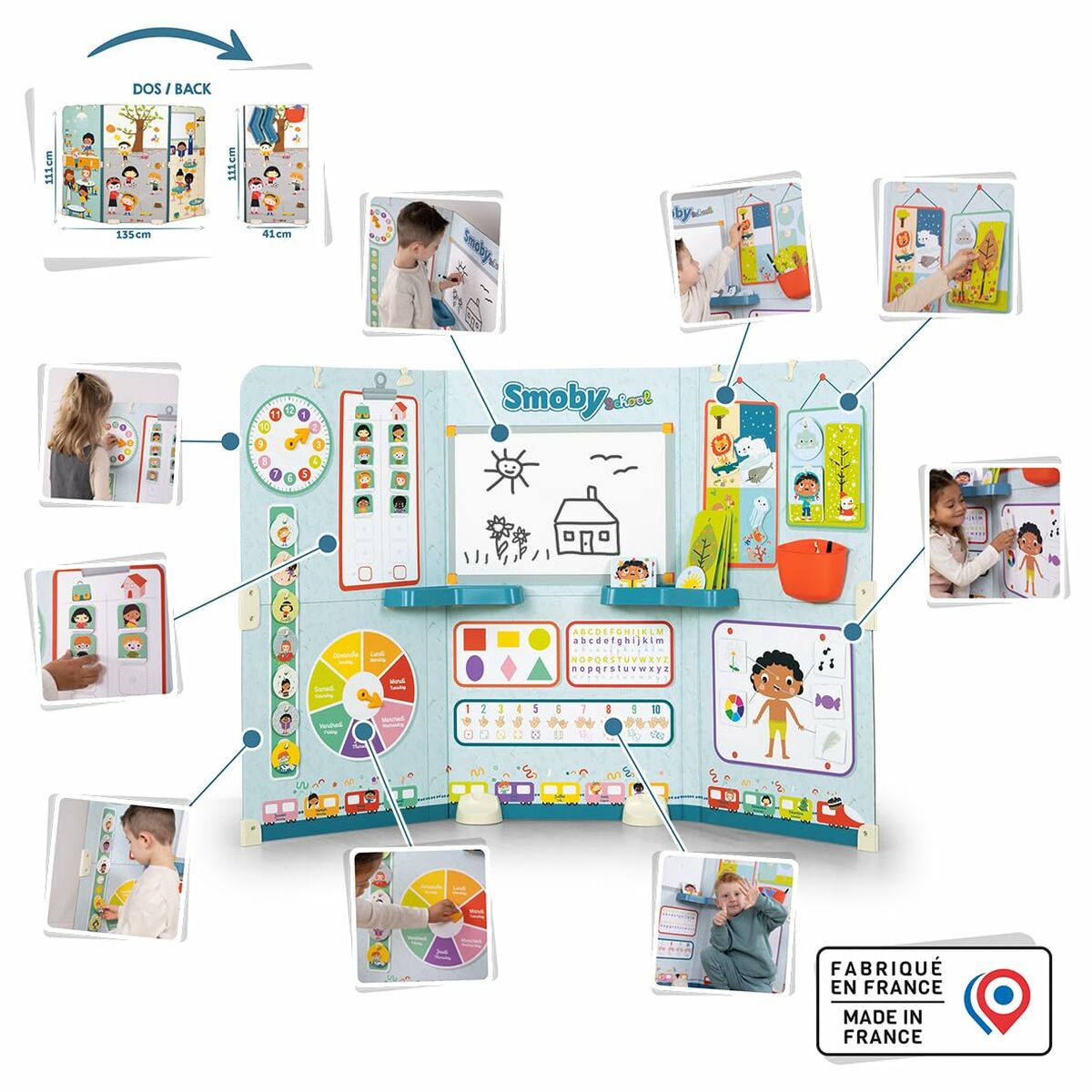 Centru de Activități Smoby School 3-în-1 (Tablă Școlară), Cu 38 Accesorii, Pliabil, 3+ Ani - Jucarii si jocuri, Imitații de jocuri