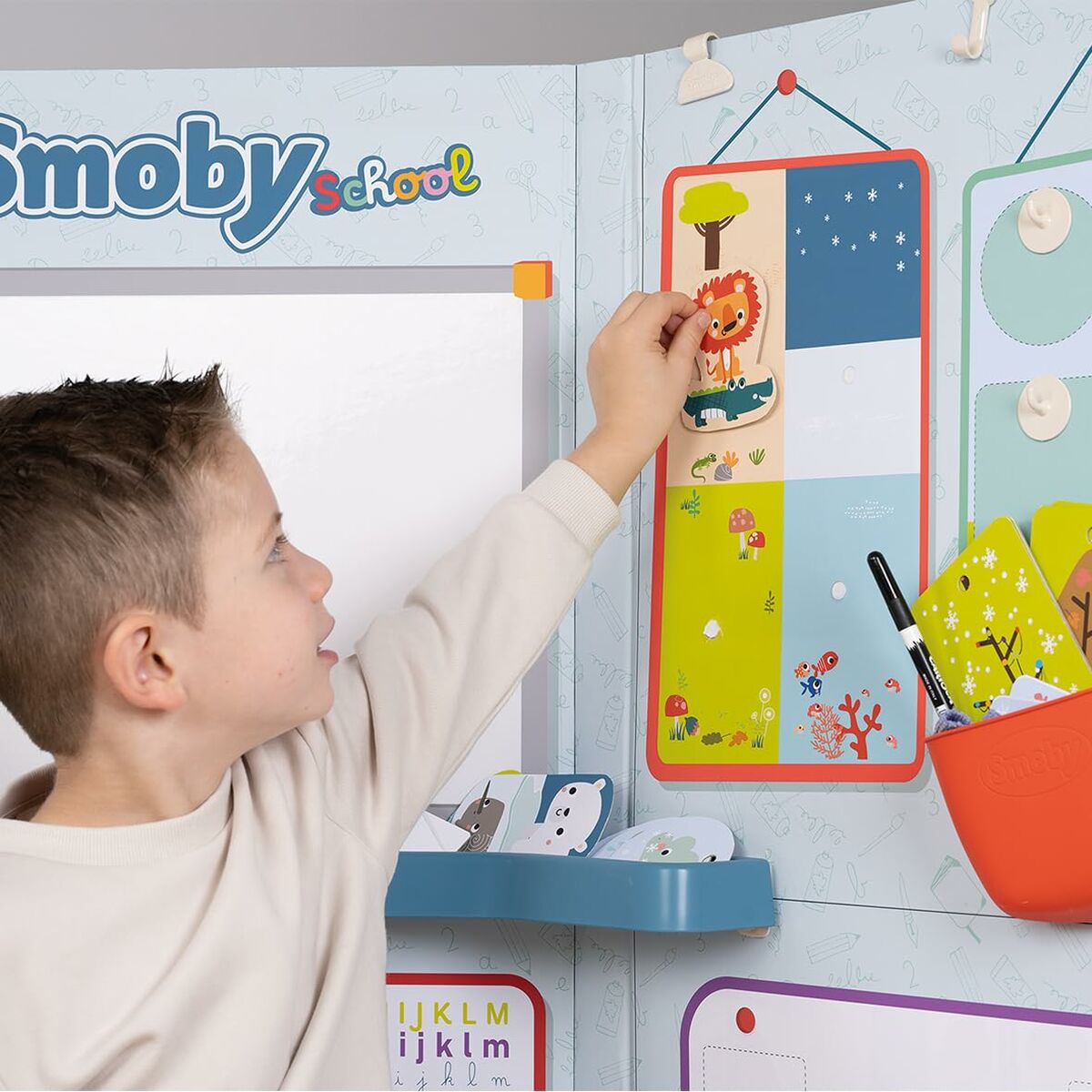 Centru de Activități Smoby School 3-în-1 (Tablă Școlară), Cu 38 Accesorii, Pliabil, 3+ Ani - Jucarii si jocuri, Imitații de jocuri