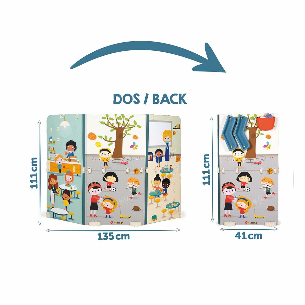 Centru de Activități Smoby School 3-în-1 (Tablă Școlară), Cu 38 Accesorii, Pliabil, 3+ Ani - Jucarii si jocuri, Imitații de jocuri