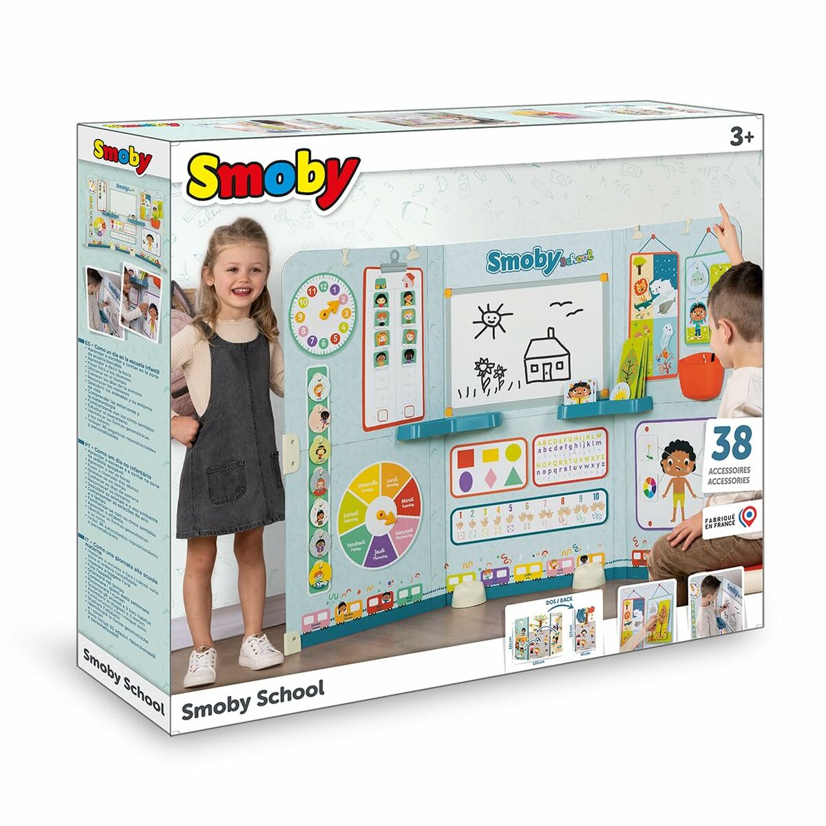 Centru de Activități Smoby School 3-în-1 (Tablă Școlară), Cu 38 Accesorii, Pliabil, 3+ Ani - Jucarii si jocuri, Imitații de jocuri