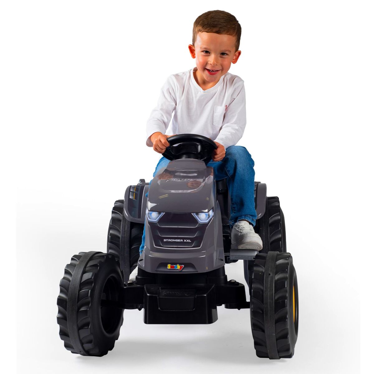 Tractor cu Pedale Smoby Stronger XXL Gri 161 x 56 cm Remorcă - Jucarii si jocuri, În aer liber și sport