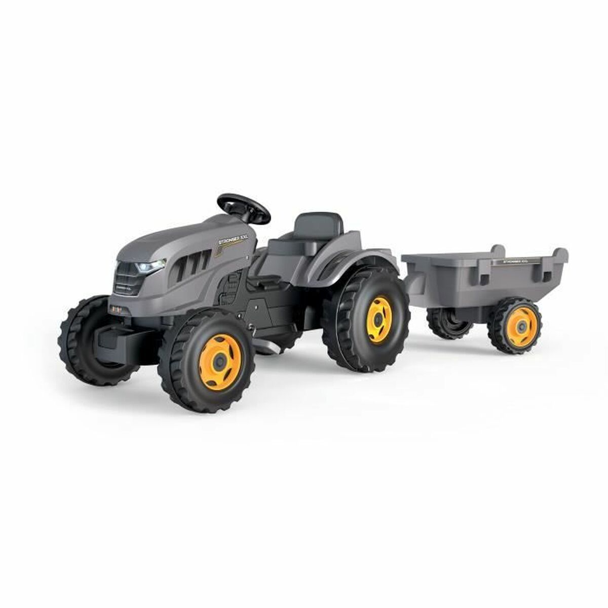 Tractor cu Pedale Smoby Stronger XXL Gri 161 x 56 cm Remorcă - Jucarii si jocuri, În aer liber și sport