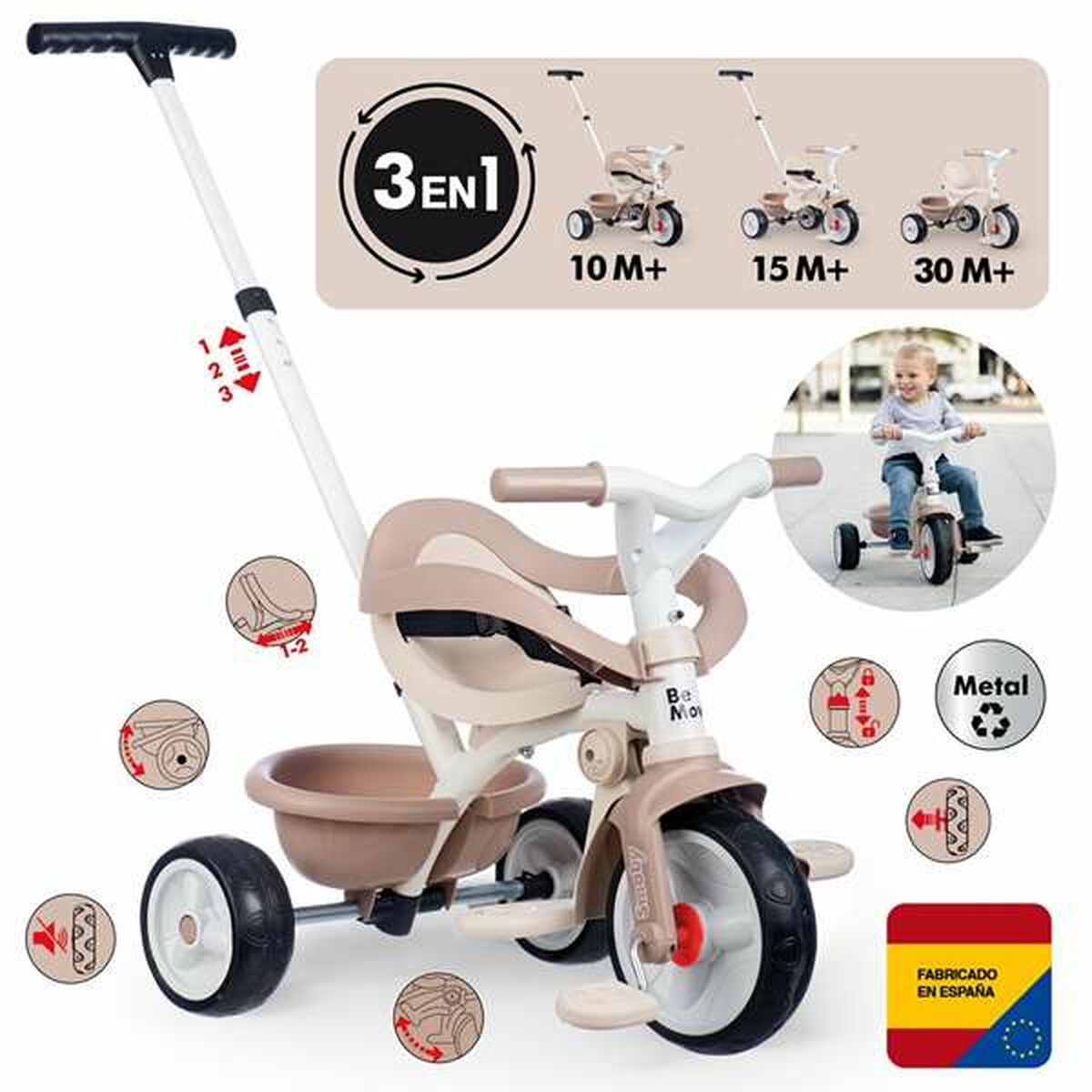 Triciclu Smoby Be Move Confort Bej - Jucarii si jocuri, În aer liber și sport