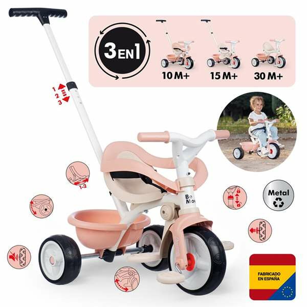 Triciclu Smoby Be Move Confort Roz - Jucarii si jocuri, În aer liber și sport