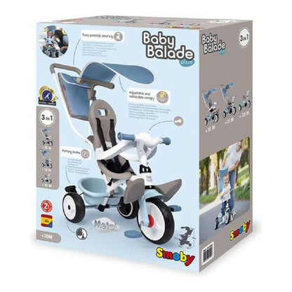 Triciclu Smoby 7600741400 Albastru 3 în 1 (68 x 52 x 101 cm) - Jucarii si jocuri, În aer liber și sport