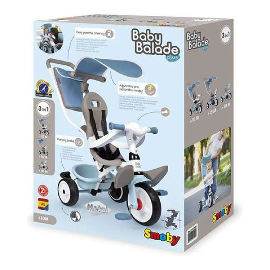 Triciclu Smoby 7600741400 Albastru 3 în 1 (68 x 52 x 101 cm) - Jucarii si jocuri, În aer liber și sport