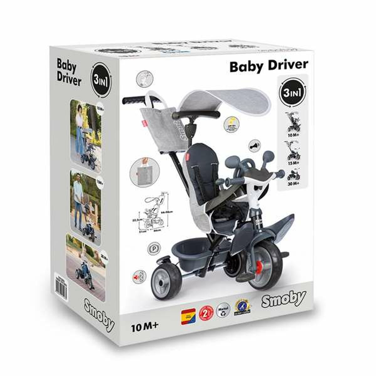 Triciclu Smoby Baby Driver Gri - Jucarii si jocuri, În aer liber și sport