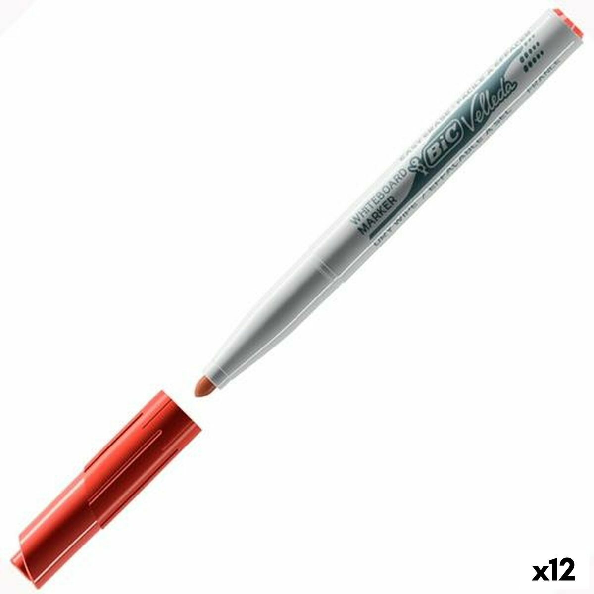 Cariocă Bic Velleda 1741 Tablă albă Roșu (12 Unități) - Birou și papetărie, Pixuri, creioane și articole de scris