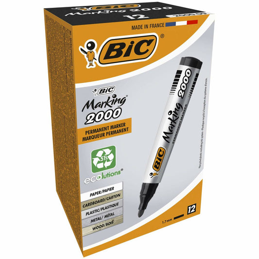 Marker permanent Bic Marking 2000 Negru 12 Piese - Birou și papetărie, Pixuri, creioane și articole de scris
