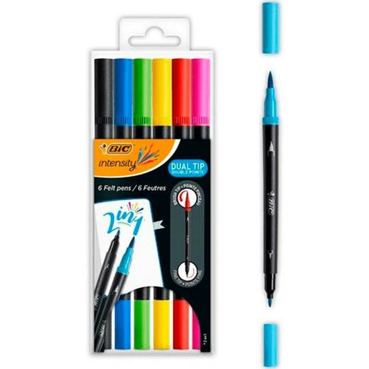 Set de Carioci Bic Intensity Dual Tip Multicolor 6 Piese - Birou și papetărie, Pixuri, creioane și articole de scris