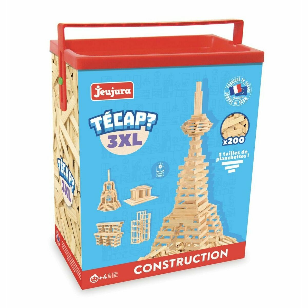 Recipient cu Plăci de Construcție Jeujura TECAP? 3XL 200 Piese - Jucarii si jocuri