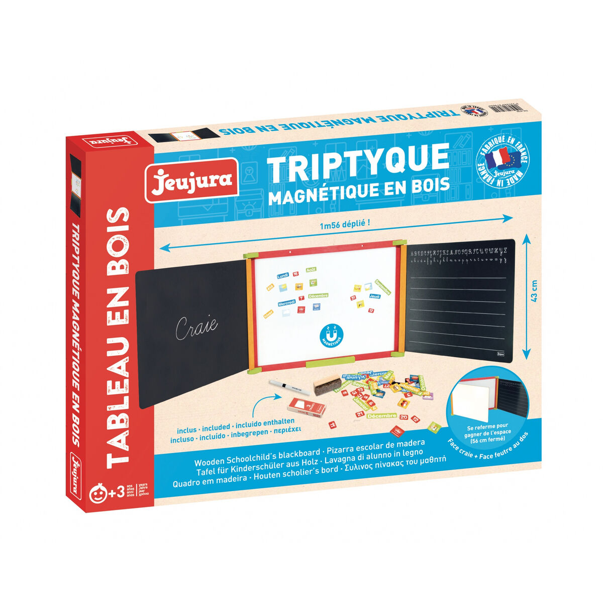 Tablă cu Două Fețe Jeujura Triptych wooden table 3 faces Magnetic - Jucarii si jocuri, Activități creative