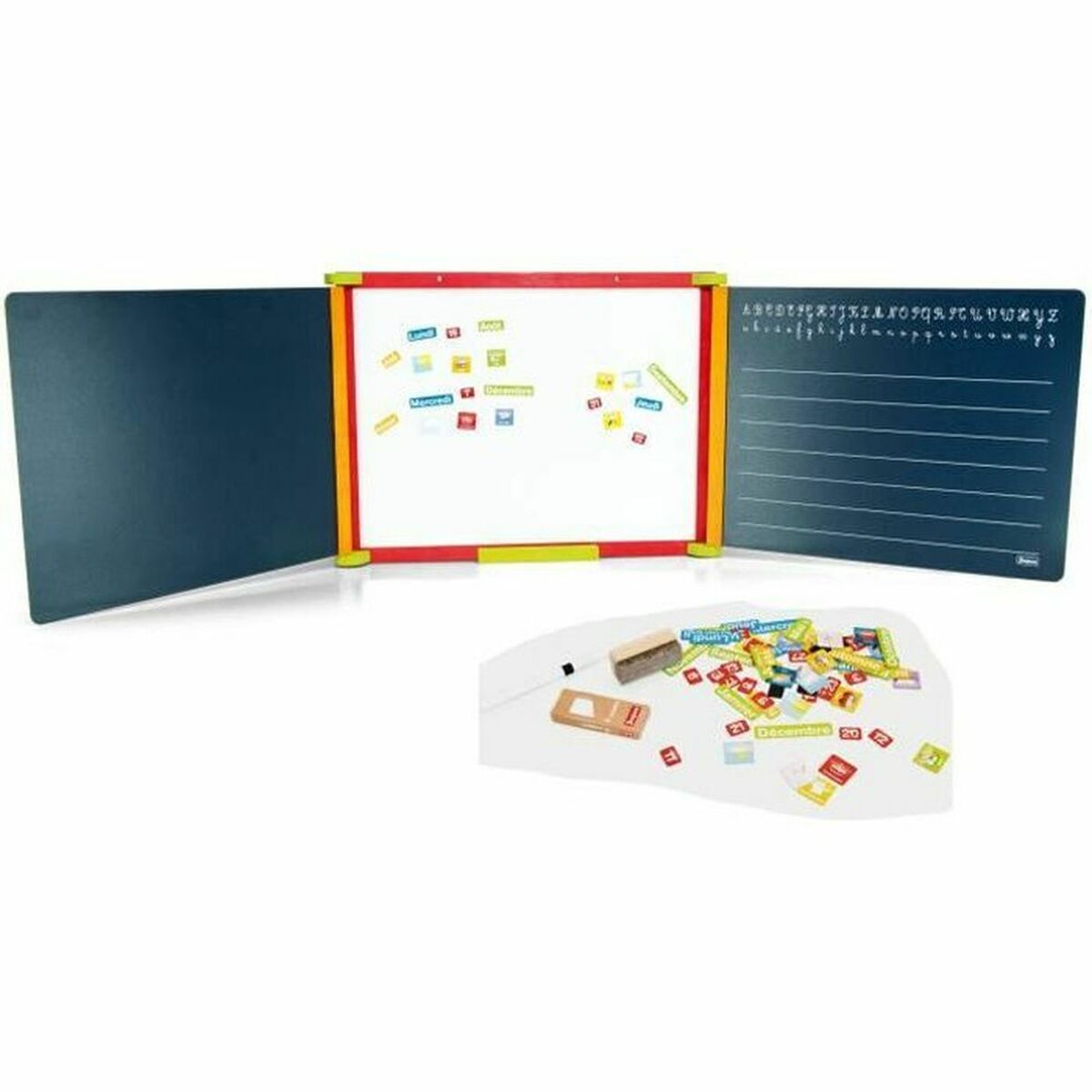 Tablă cu Două Fețe Jeujura Triptych wooden table 3 faces Magnetic - Jucarii si jocuri, Activități creative