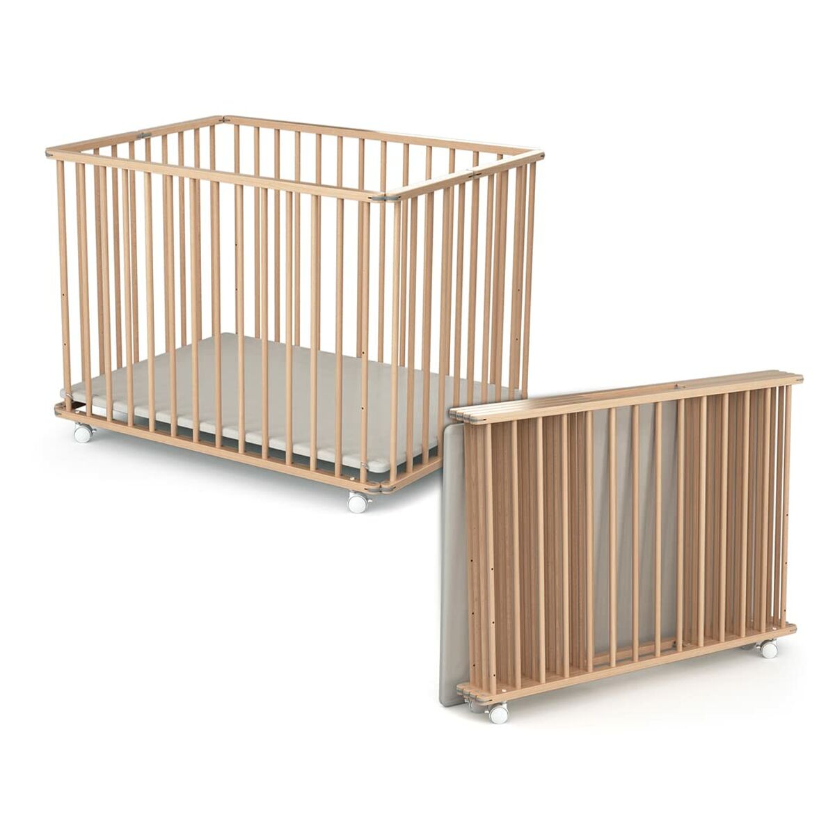 Loc de joacă WEBABY 100 x 100 cm Bej - Bebelus, Dormitor