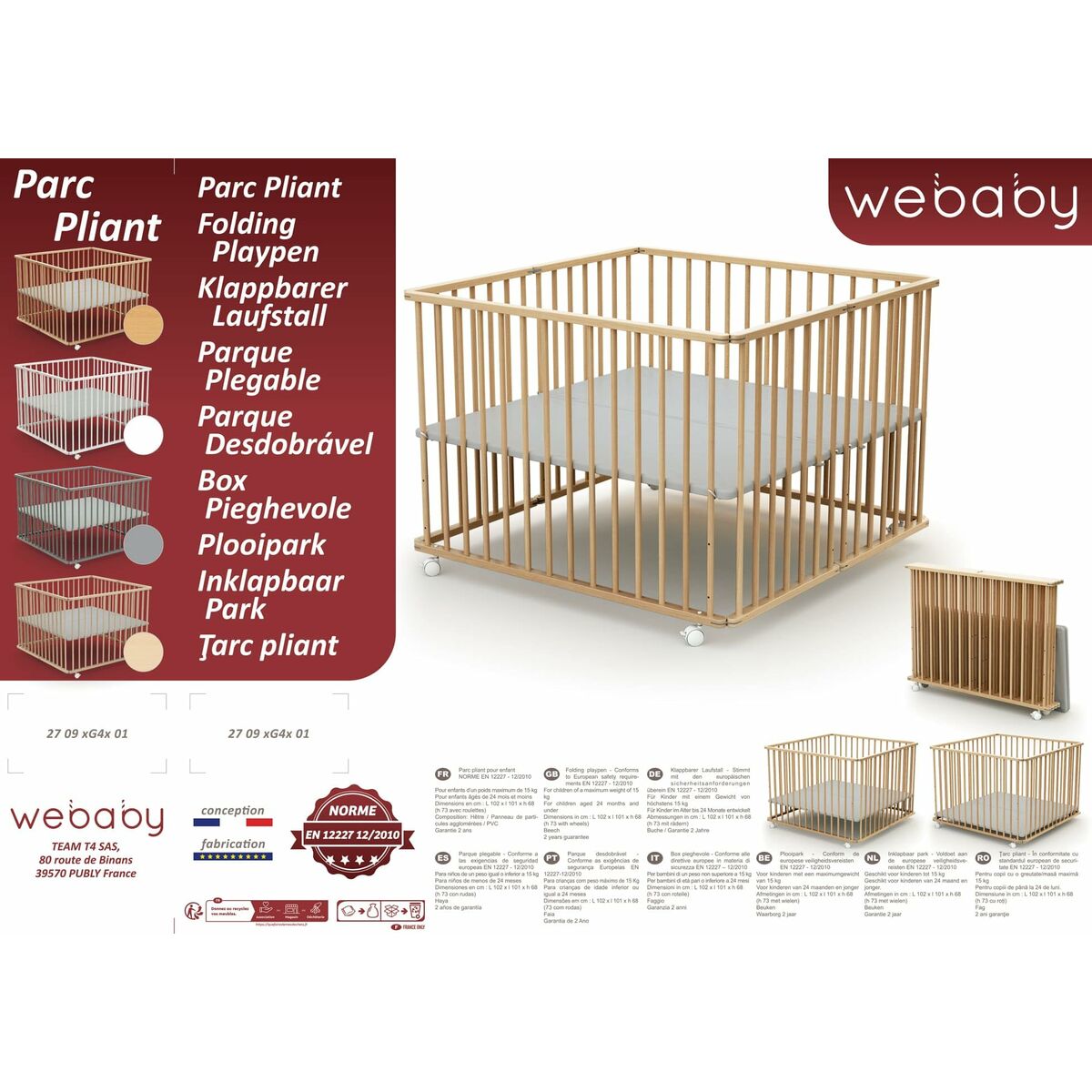 Loc de joacă WEBABY 100 x 100 cm Bej - Bebelus, Dormitor