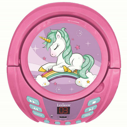 Reproducător CD/MP3 Lexibook Infantil Roz Bluetooth Unicorn - Jucarii si jocuri, Instrumente muzicale pentru copii