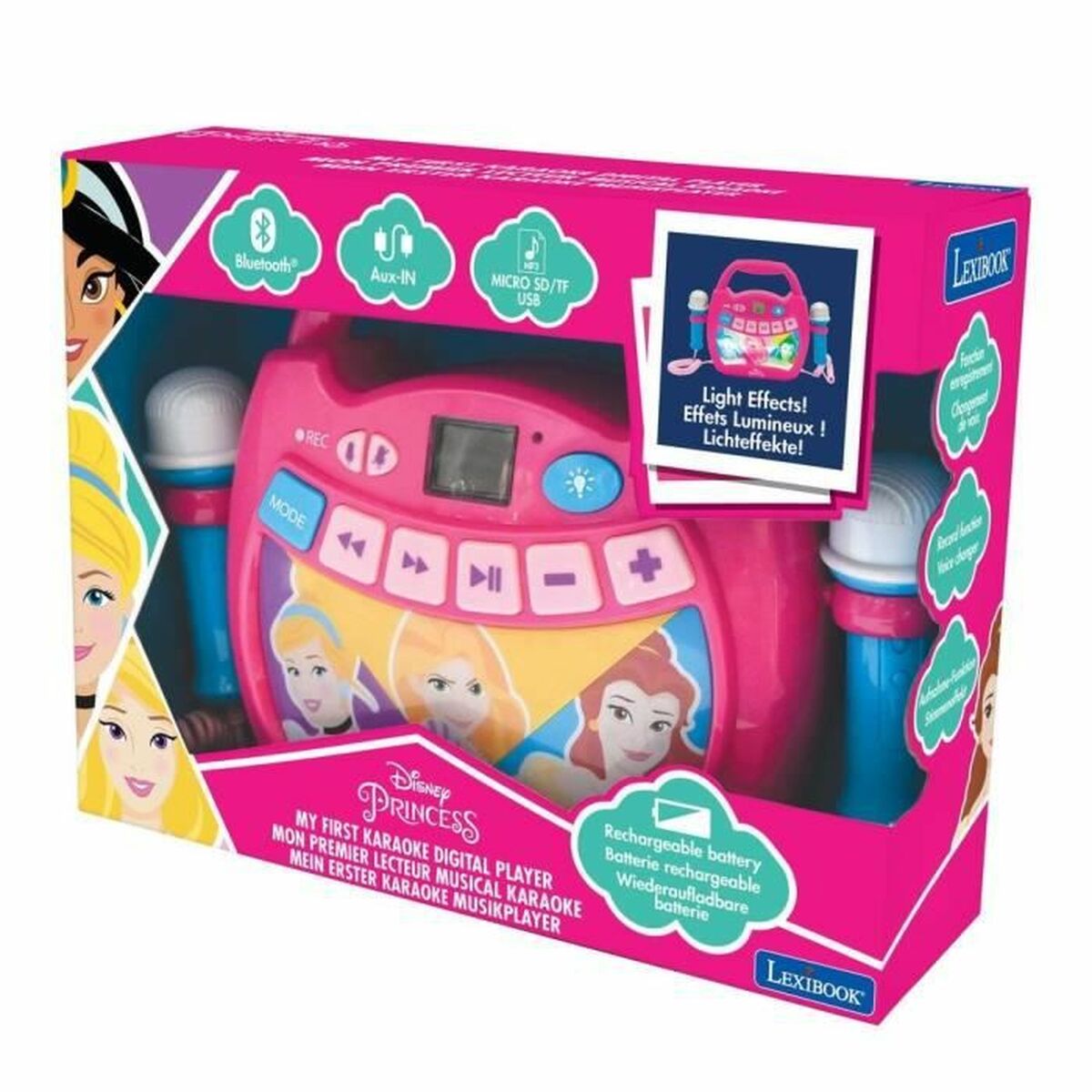 Difuzor Bluetooth cu Microfon Karaoke Lexibook PRINCESA DE DISNEY - Jucarii si jocuri, Jucării electronice
