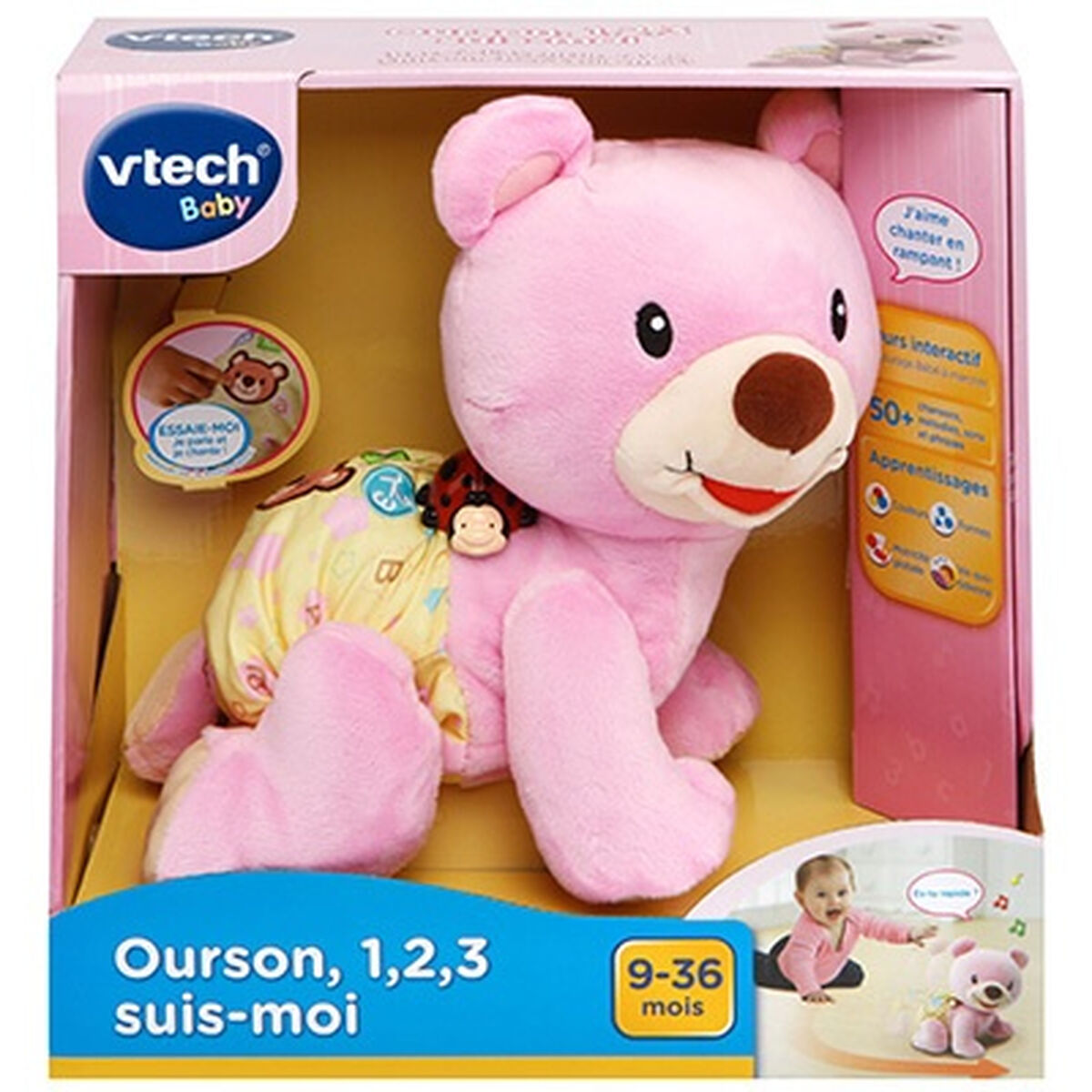 Jucărie de Pluș Vtech Baby Bear, 1,2,3 Follow Me Muzical Roz - Jucarii si jocuri, Jucării de pluș