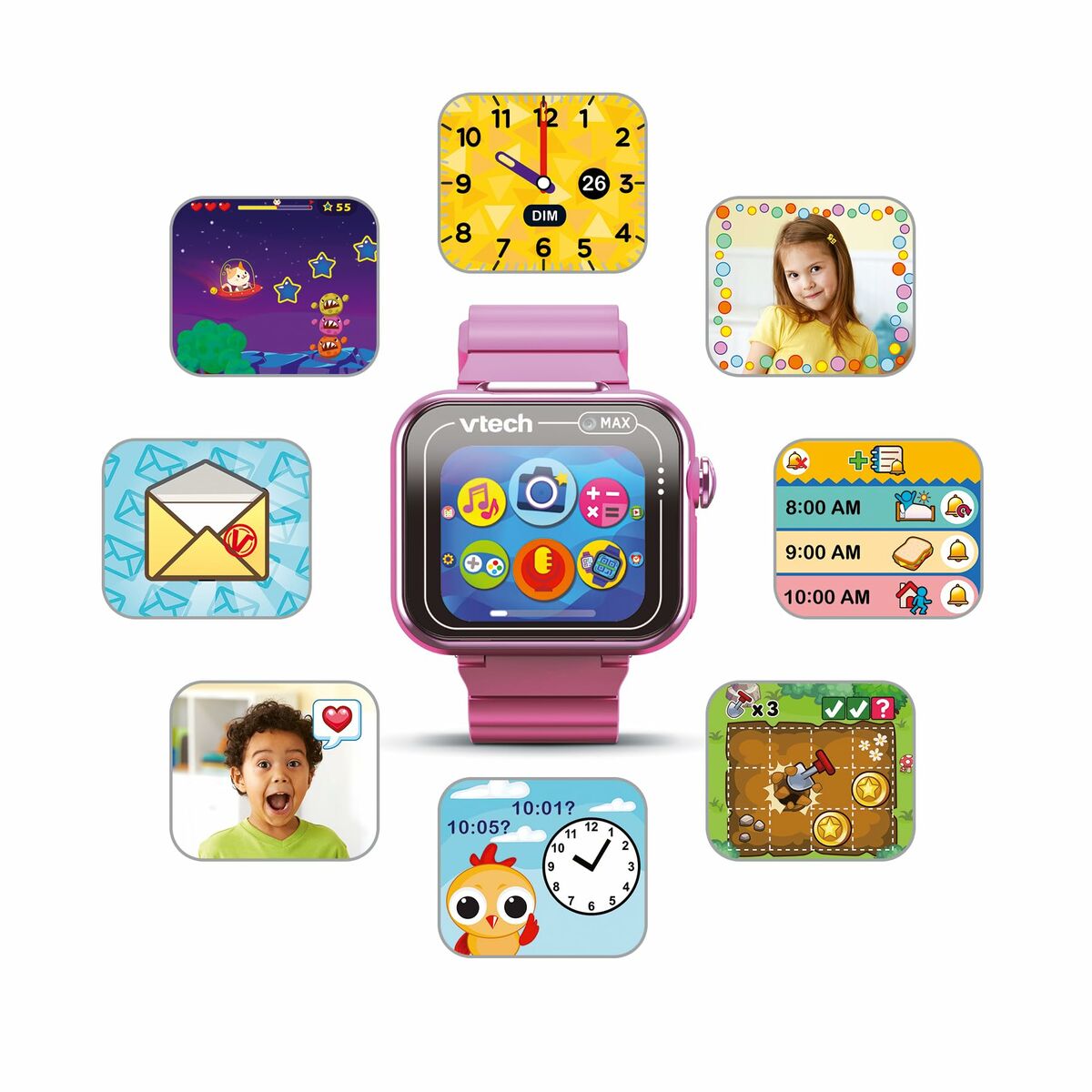 Ceas Copii Vtech Kidizoom Smartwatch Max 256 MB Interactiv Roz - Jucarii si jocuri, Jucării electronice