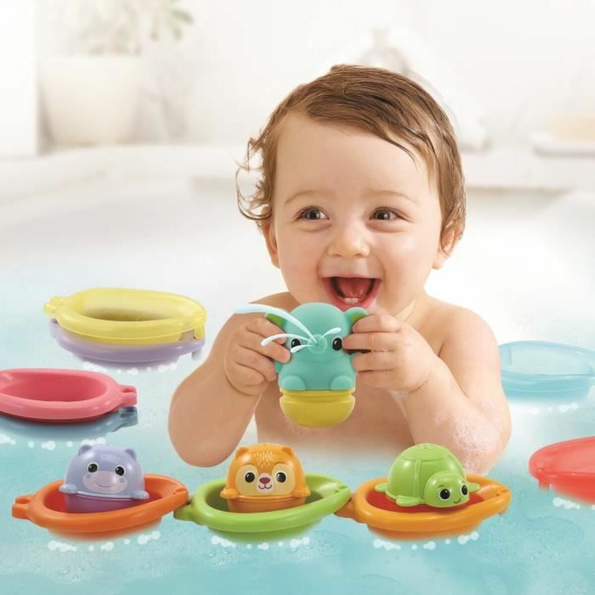 Jucărie educațională Vtech Baby Cofret de Bain empilo rigo l´eu (FR) - Bebelus, Jucăriile copilăriei timpurii