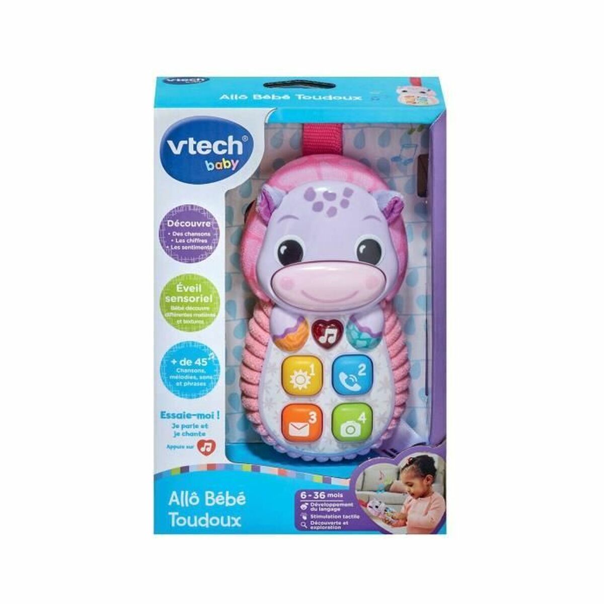 Jucărie educațională Vtech Baby Allô Bébé Todoux (FR) Roz - Bebelus, Jucăriile copilăriei timpurii