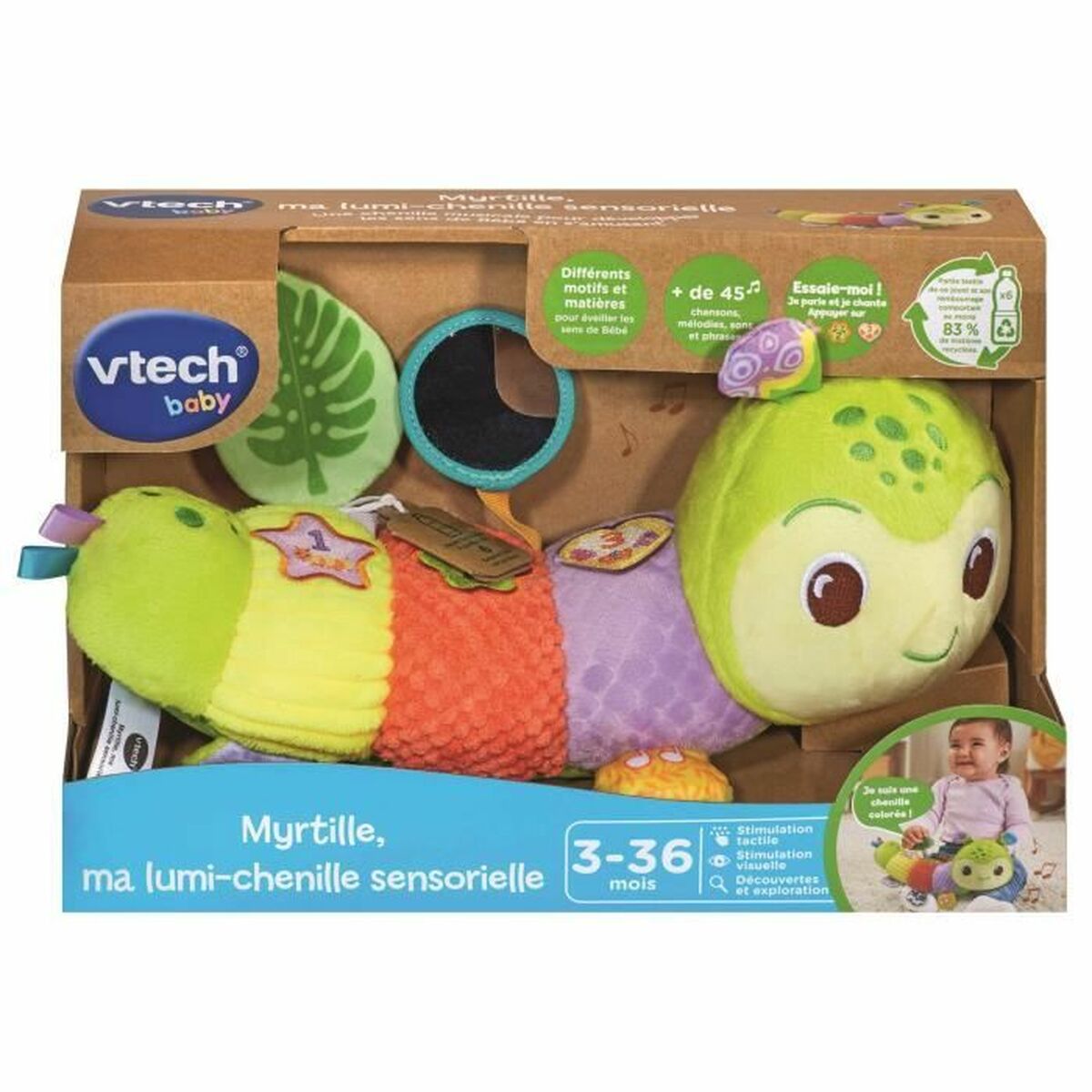 Jucărie educațională Vtech Baby Myrtille, ma lumi-chenille sensorielle (FR) - Bebelus, Jucăriile copilăriei timpurii