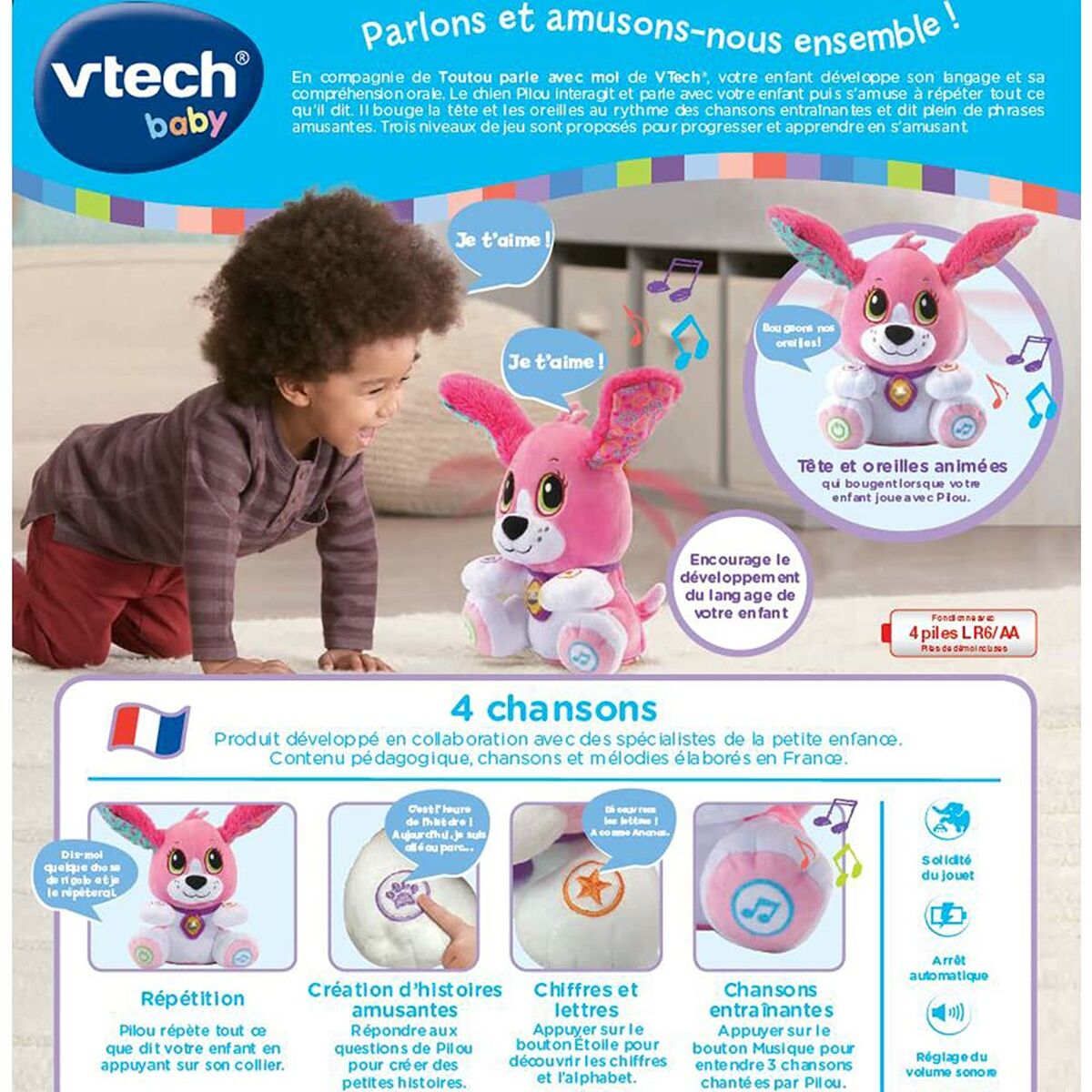 Jucărie de Pluș cu Sunet Vtech Baby Doggie Talk to me (FR) Câine - Jucarii si jocuri, Jucării electronice