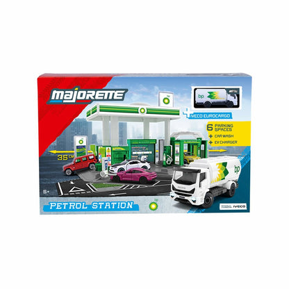 Benzinărie Majorette BP Deluxe (35 cm), Spălătorie & Stație EV, Include Camion Metalic - Jucarii si jocuri, Imitații de jocuri