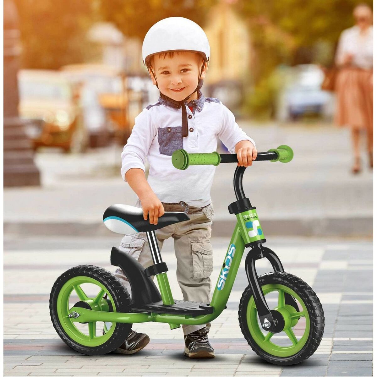 Bicicletă pentru copii Skids Control Verde Oțel Suport pentru Picioare - Jucarii si jocuri, În aer liber și sport