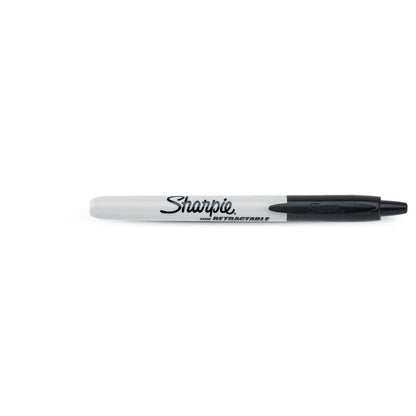 Marker permanent Sharpie Fine Retractabil Negru 12 Unități - Birou și papetărie, Pixuri, creioane și articole de scris
